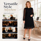 Women's Elegant Dress with Sheer Dotted Sleeves