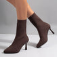 Women's Chic Pointed Toe Knit Stiletto Boots