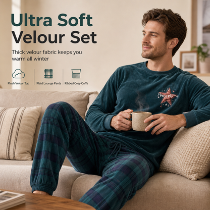 Two Piece Loungewear Set with Green Long Sleeve Top and Green Plaid Pants🔥𝙁𝙧𝙚𝙚 𝙎𝙝𝙞𝙥𝙥𝙞𝙣𝙜
