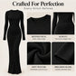 Women's Long Sleeve Slim-Fit Fishtail Maxi Dress