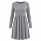 Women's Casual Loose Fit Solid Color Long Sleeve Crew Neck Dress