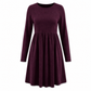 Women's Casual Loose Fit Solid Color Long Sleeve Crew Neck Dress