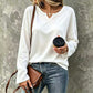 🌸Hot Sale 50% OFF💖Women's Casual Notch V-Neck Long Sleeve Top