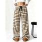 Women's Double-Sided Plush Striped Wide-Leg Pants