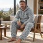 Men's Plush Jacquard Hooded Sweatshirt & Pants Set