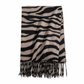 Women's Zebra Print Faux Cashmere Scarf Thick Warm Winter Shawl and Wrap with Tassels