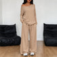 Women's Off-Shoulder Long Sleeve Top & Wide-Leg Pants Set