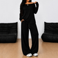 Women's Off-Shoulder Long Sleeve Top & Wide-Leg Pants Set