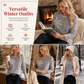 Women's Christmas Snowflake Jacquard Knit Sweater Crew Neck Loose Fit Pullover for Autumn and Winter