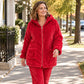 Women's Plush Cable Knit Hooded Jacket & Pants Set