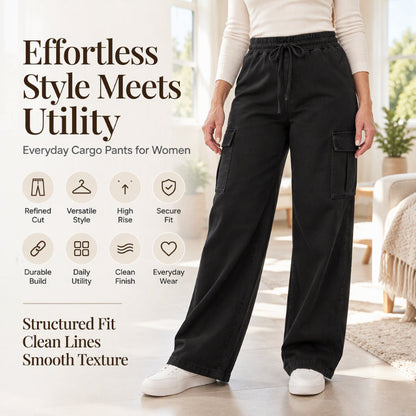 Women's Cargo Jeans with Elastic Drawstring Waist