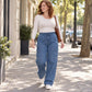 Women's Cargo Jeans with Elastic Drawstring Waist
