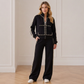 Women's Beaded Cropped Jacket and Wide-Leg Pants Set