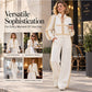 Women's Beaded Cropped Jacket and Wide-Leg Pants Set