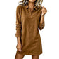Women's Elegant Faux Suede Shirt Dress