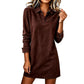 Women's Elegant Faux Suede Shirt Dress