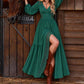 ✨ Women's Long Sleeve Boho Dress — Hollow Lace Waist & High Slit ✨