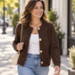 Women's Chic Crewneck Knit Cardigan with Gold Buttons