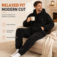 Men's Winter Warm Lamb Wool Hooded Sweatshirt and Pants 2 Piece Set