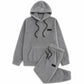 Men's Winter Warm Lamb Wool Hooded Sweatshirt and Pants 2 Piece Set