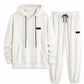 Men's Winter Warm Lamb Wool Hooded Sweatshirt and Pants 2 Piece Set