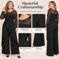 Women's Elegant Mesh Long Sleeve Jumpsuit with Wrap Overlay