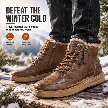 Mens Winter High Top Snow Boots Thickened Thick Sole Warm Shoes