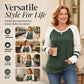 Women's Color-Block Long Sleeve Ribbed Knit Top