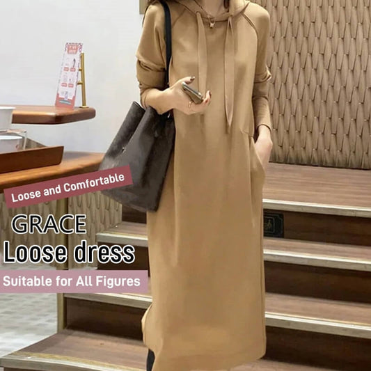 Vestido suelto elegante para mujeres con capucha