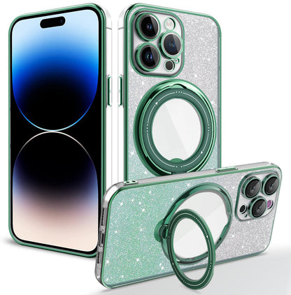 🔥40% DE DESCUENTO🔥Funda para iPhone con purpurina magnética electrochapada y soporte invisible